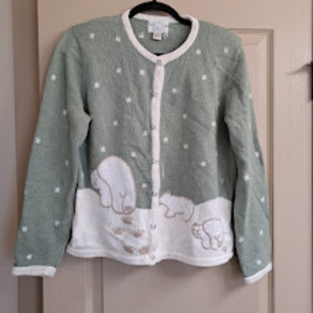 Christopher and Banks Hand embroidered VINTAGE polar bear sweater Women's Medium